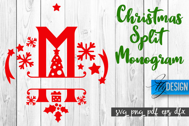 Christmas Split Monogram SVG | Home Design SVG | Xmas SVG SVG Fly Design 