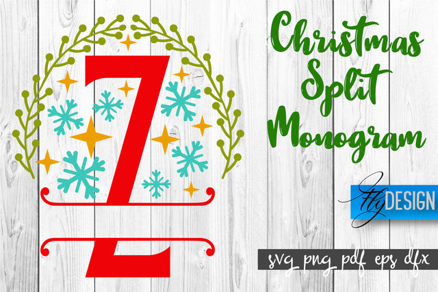Christmas Split Monogram SVG | Home Design SVG | Xmas SVG SVG Fly Design 