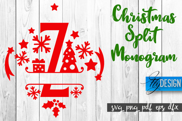 Christmas Split Monogram SVG | Home Design SVG | Xmas SVG SVG Fly Design 