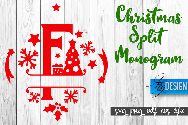 Christmas Split Monogram SVG | Home Design SVG | Xmas SVG SVG Fly Design 