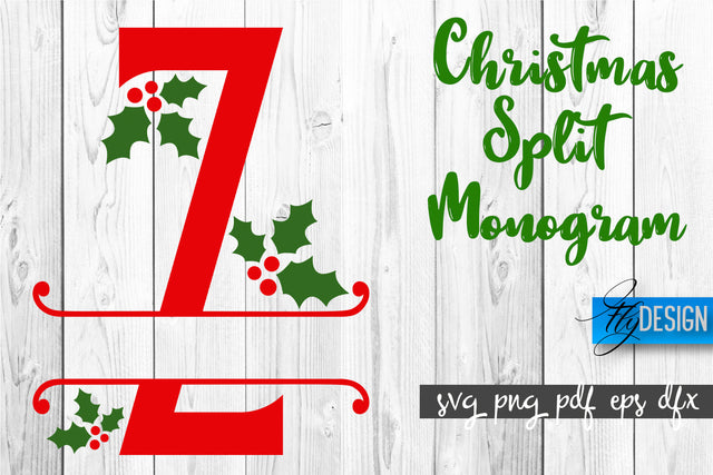 Christmas Split Monogram SVG | Home Design SVG | Xmas SVG SVG Fly Design 