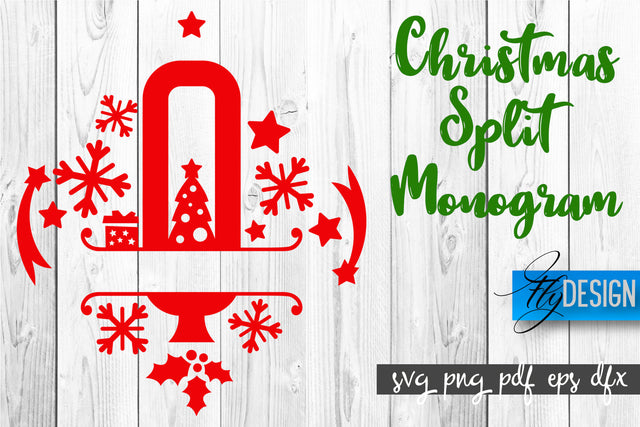 Christmas Split Monogram SVG | Home Design SVG | Xmas SVG SVG Fly Design 