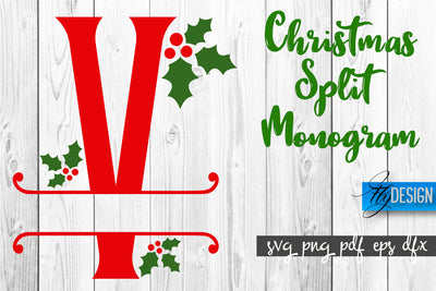 Christmas Split Monogram SVG | Home Design SVG | Xmas SVG SVG Fly Design 