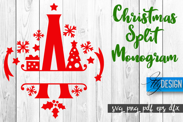Christmas Split Monogram SVG | Home Design SVG | Xmas SVG SVG Fly Design 