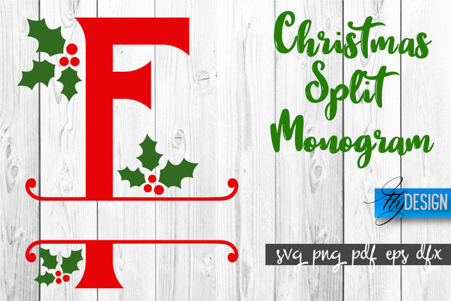 Christmas Split Monogram SVG | Home Design SVG | Xmas SVG SVG Fly Design 
