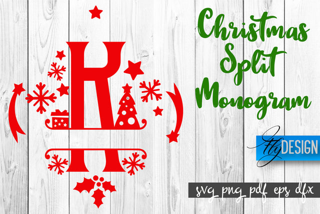 Christmas Split Monogram SVG | Home Design SVG | Xmas SVG SVG Fly Design 