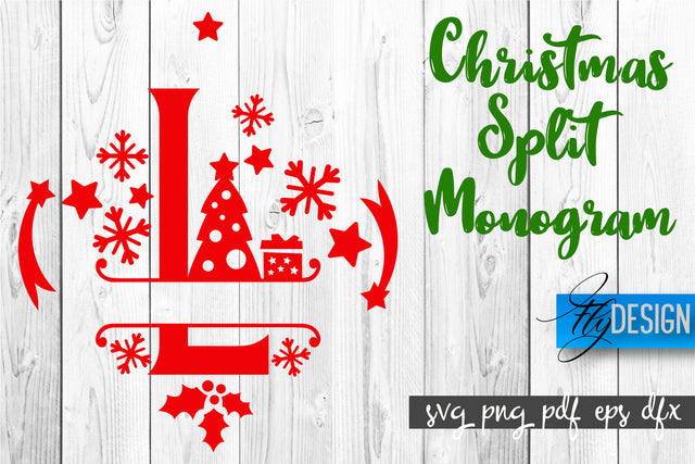Christmas Split Monogram SVG | Home Design SVG | Xmas SVG SVG Fly Design 