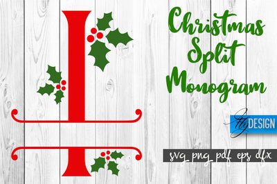 Christmas Split Monogram SVG | Home Design SVG | Xmas SVG SVG Fly Design 