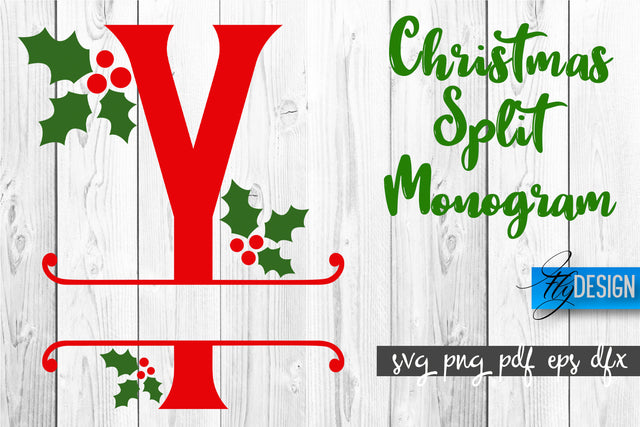 Christmas Split Monogram SVG | Home Design SVG | Xmas SVG SVG Fly Design 