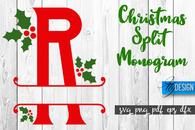 Christmas Split Monogram SVG | Home Design SVG | Xmas SVG SVG Fly Design 