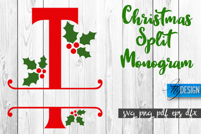 Christmas Split Monogram SVG | Home Design SVG | Xmas SVG SVG Fly Design 