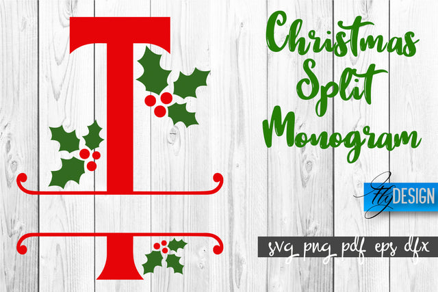 Christmas Split Monogram SVG | Home Design SVG | Xmas SVG SVG Fly Design 