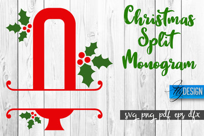 Christmas Split Monogram SVG | Home Design SVG | Xmas SVG SVG Fly Design 