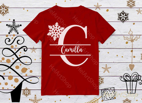 Christmas Split Monogram SVG, Snowflake Alphabet SVG SVG _HelArtShop_ 