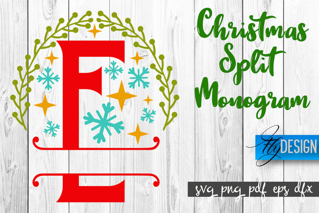 Christmas Split Monogram SVG | Xmas SVG | Christmas Alphabet SVG Fly Design 