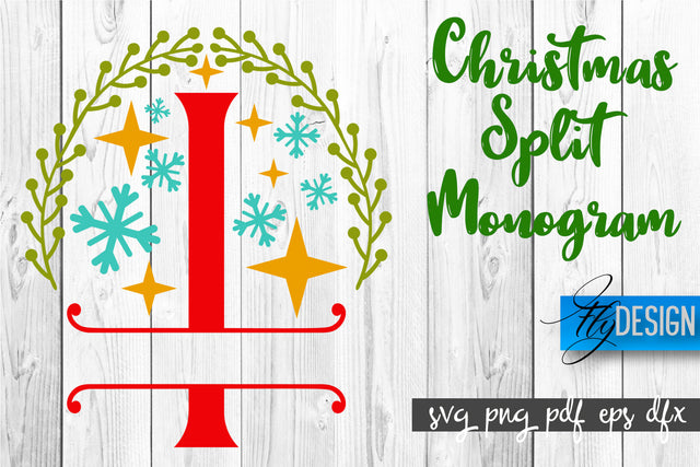 Christmas Split Monogram SVG | Xmas SVG | Christmas Alphabet SVG Fly Design 