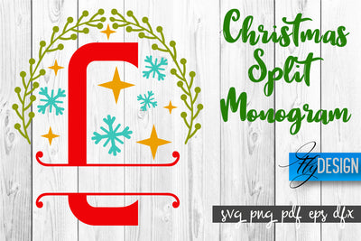 Christmas Split Monogram SVG | Xmas SVG | Christmas Alphabet SVG Fly Design 