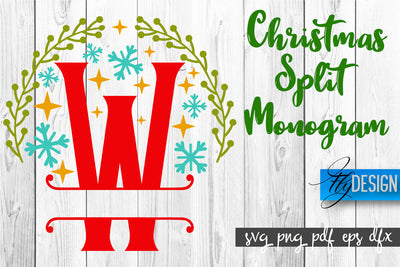 Christmas Split Monogram SVG | Xmas SVG | Christmas Alphabet SVG Fly Design 