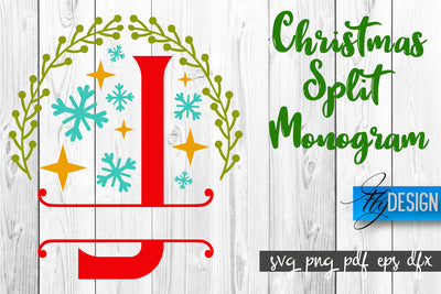 Christmas Split Monogram SVG | Xmas SVG | Christmas Alphabet SVG Fly Design 