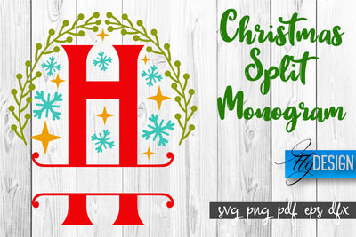 Christmas Split Monogram SVG | Xmas SVG | Christmas Alphabet SVG Fly Design 