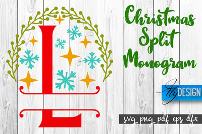 Christmas Split Monogram SVG | Xmas SVG | Christmas Alphabet SVG Fly Design 