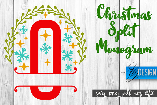 Christmas Split Monogram SVG | Xmas SVG | Christmas Alphabet SVG Fly Design 