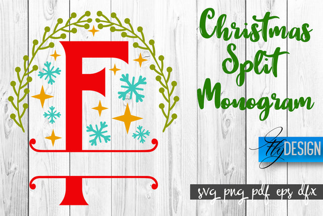 Christmas Split Monogram SVG | Xmas SVG | Christmas Alphabet SVG Fly Design 