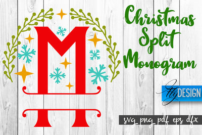 Christmas Split Monogram SVG | Xmas SVG | Christmas Alphabet SVG Fly Design 
