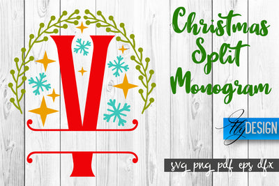 Christmas Split Monogram SVG | Xmas SVG | Christmas Alphabet SVG Fly Design 