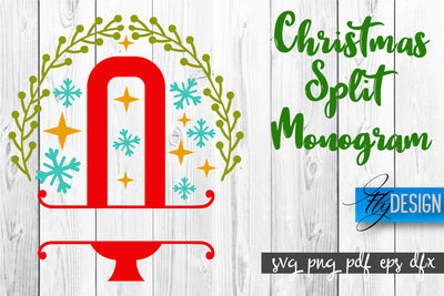Christmas Split Monogram SVG | Xmas SVG | Christmas Alphabet SVG Fly Design 