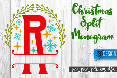 Christmas Split Monogram SVG | Xmas SVG | Christmas Alphabet SVG Fly Design 