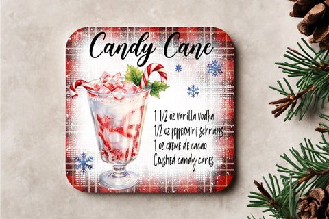 Christmas Square Coaster Bundle, Cocktail Recipe Sublimation Sublimation OrangeBrushStudio 