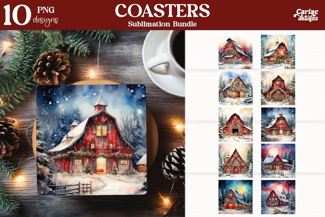 Christmas Square Coaster Sublimation Bundle Sublimation Carla C Designs 