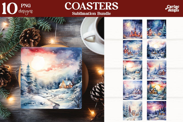 Christmas Square Coaster Sublimation Bundle Sublimation Carla C Designs 