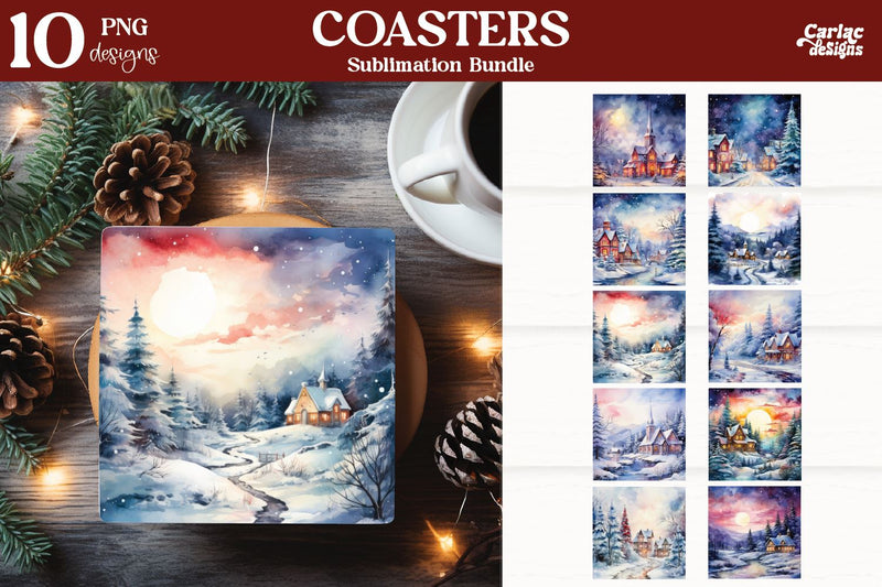 Christmas Square Coaster Sublimation Bundle Sublimation Carla C Designs 
