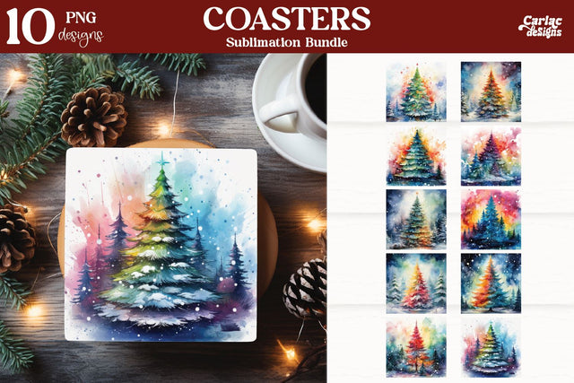 Christmas Square Coaster Sublimation Bundle Sublimation Carla C Designs 