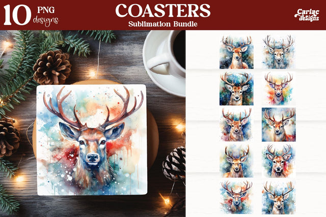 Christmas Square Coaster Sublimation Bundle Sublimation Carla C Designs 