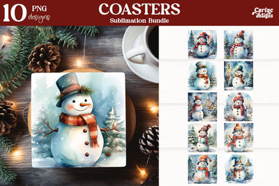 Christmas Square Coaster Sublimation Bundle Sublimation Carla C Designs 