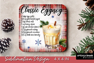 Christmas Square Coaster Sublimation | Mug Coaster PNG Sublimation OrangeBrushStudio 