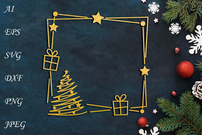 Christmas square frame, Winter border svg, Christmas tree printable SVG AnastasiyaArtDesign 