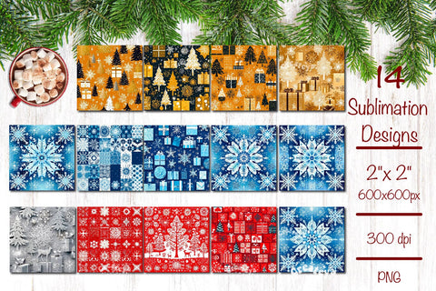 Christmas Square Keychain Bundle Keychain PNG Sublimation Bundle Santa Owl Snowman Baby Animal Watercolor Sublimation Createya Design 