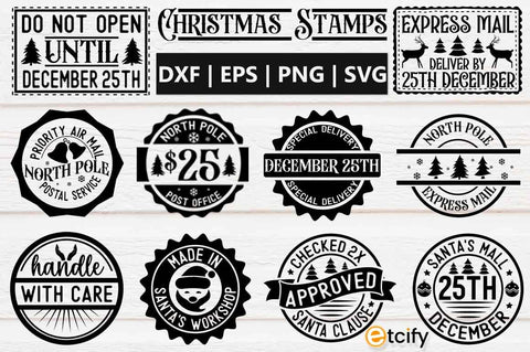 Christmas Stamps SVG Bundle, Christmas Stamps SVG, Stamp SVG, Santa Stamps, North Pole Stamps, North Pole Mail Express, svg cut files SVG etcify 