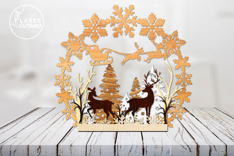 Christmas Stand Wood Multilayer Laser Cut Files, Mandala, 3D Designs, SVG's, Paper Cut Designs SVG LaserCutano 
