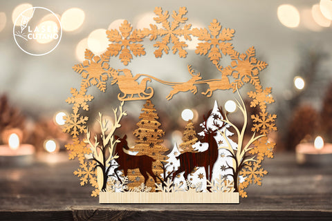 Christmas Stand Wood Multilayer Laser Cut Files, Mandala, 3D Designs, SVG's, Paper Cut Designs SVG LaserCutano 