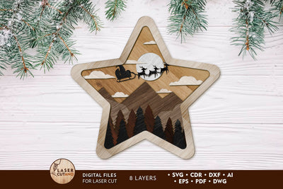 CHRISTMAS STAR Multilayer Wall Decoration, Home Decor SVG LaserCutano 