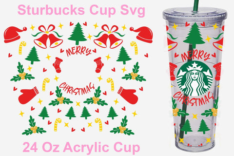 Christmas Starbucks svg, 24 Oz Christmas Acrylic svg, 24 Oz tumbler svg, Christmas tree svg, Snow svg, Christmas Santa svg,Merry and bright SVG Isabella Machell 