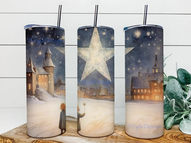 Christmas Stars 20oz Skinny Tumbler Png, Glitter Star Tumbler, Christmas Stars Tumbler, Stars Tumbler Wrap Png, Merry Christmas Tumbler, Snow Stars Tumbler Sublimation iStyleDesign 