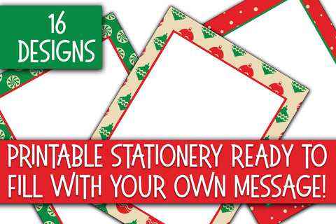 Christmas Stationery - Classic Red and Green Digital Paper Sublimation Old Market 