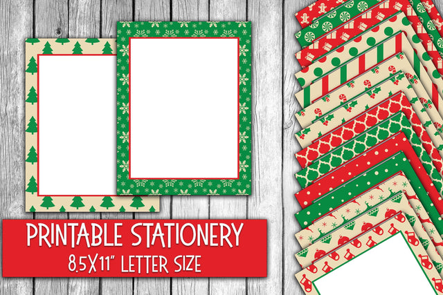 Christmas Stationery - Classic Red and Green Digital Paper Sublimation Old Market 