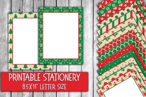 Christmas Stationery - Classic Red and Green Digital Paper Sublimation Old Market 